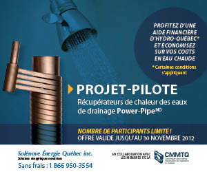 Power Pipe, récupérateur de chaleur des eaux usées. Bénéficiez de l&amp;#039;aide financière d’Hydro-Québec