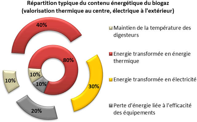 Répartition typique du contenu énergétique du biogaz