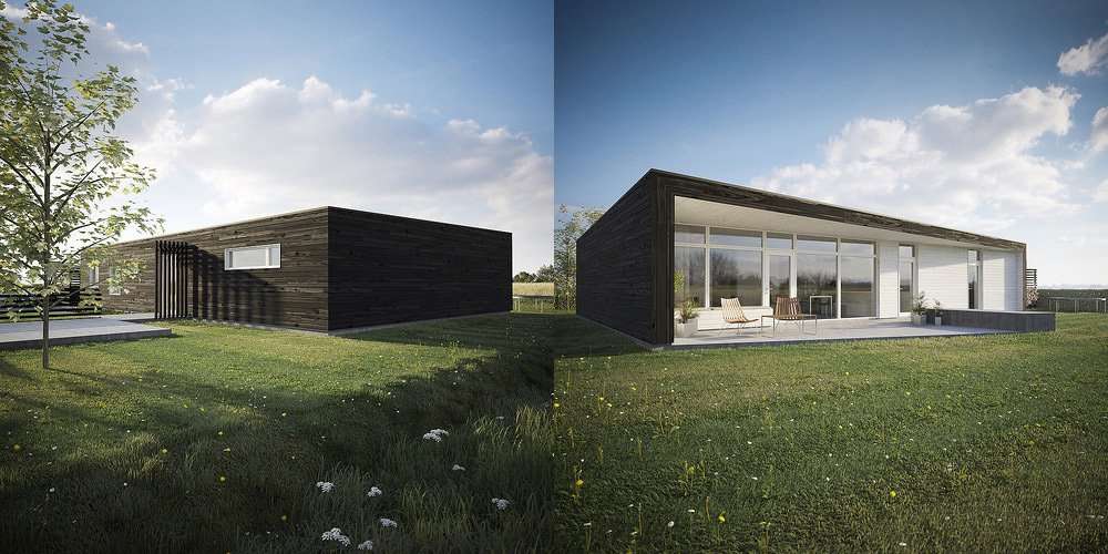 Une maison solaire passive au Royaume-Uni, façades sud et nord